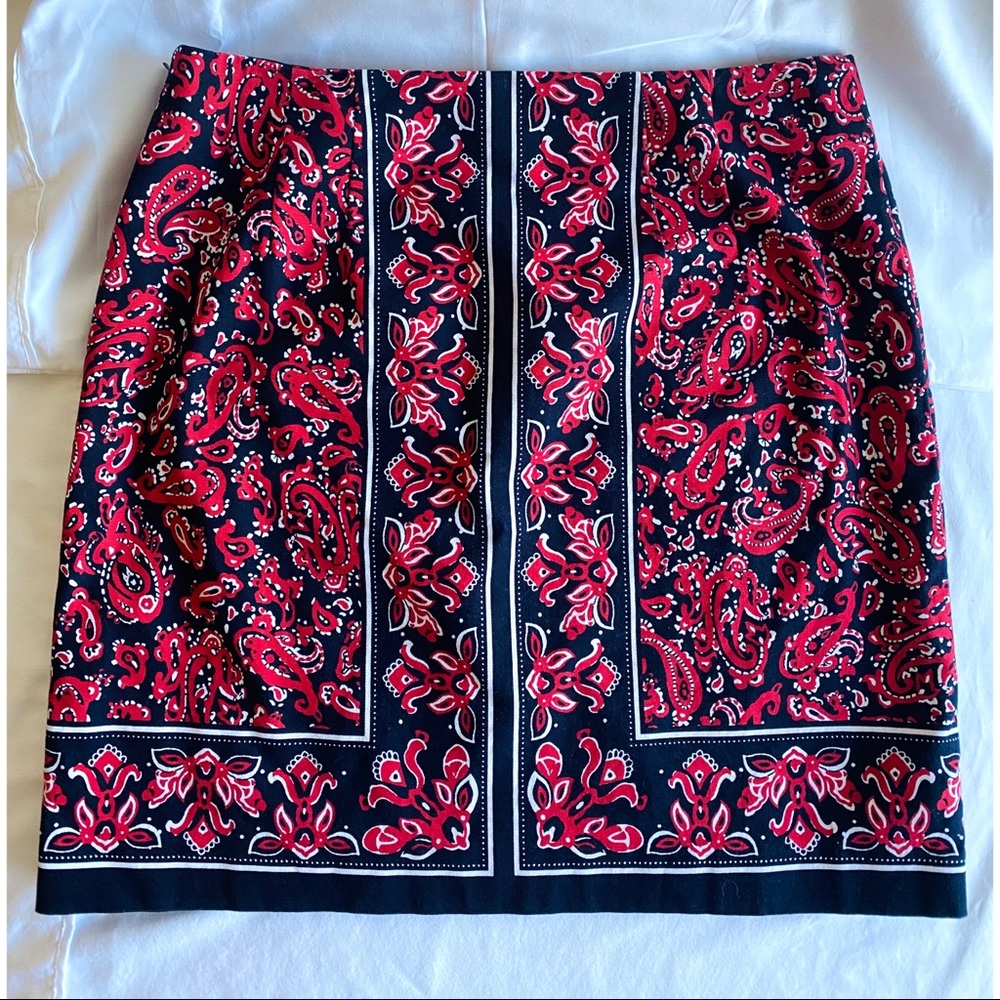Red and Blue Paisley Pattern Skirt - Talbots